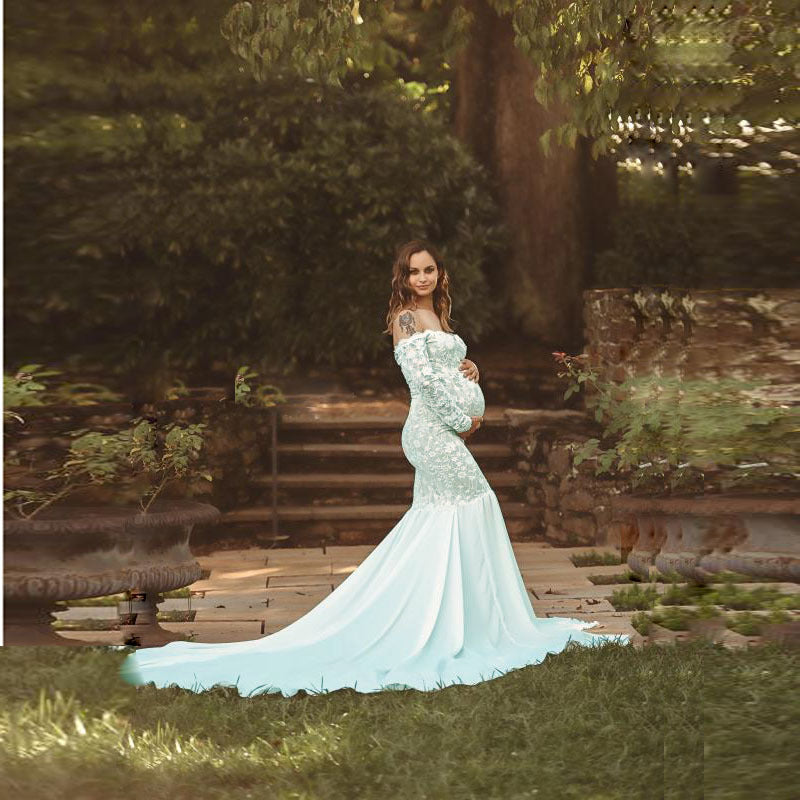 Dame Elegant Spids Havfrue Bryllupskjole Stilla