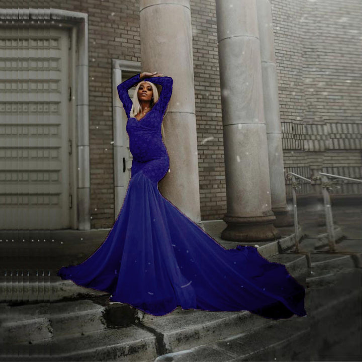 Dame Elegant Spids Havfrue Bryllupskjole Stilla