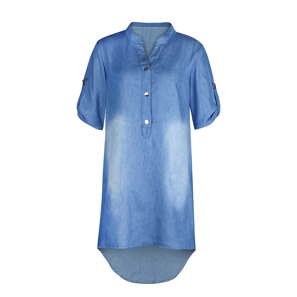 Femme Afslappet Denim Tunika Kjole Stilla