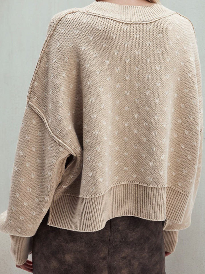 Stilla | Sweatshirt med lange ærmer og split samt rund halsudskæring