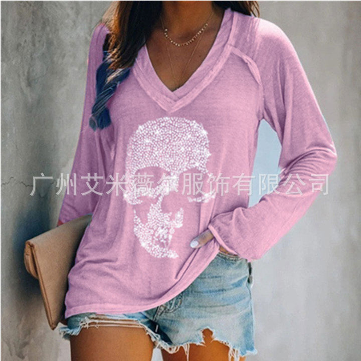 Stilla | Casual Lange Ærmer Pullover Dyb V-Hals T-shirt