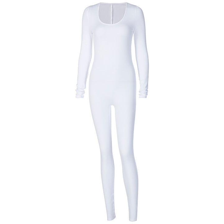 Damen Elegant Langærmet Jumpsuit med gennemsigtigt Overdel Stilla