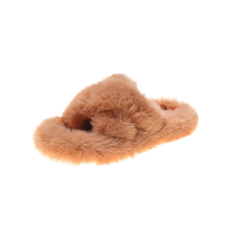Dame fluffy indendørs sko med blød pelskant og komfortabel sål Stilla