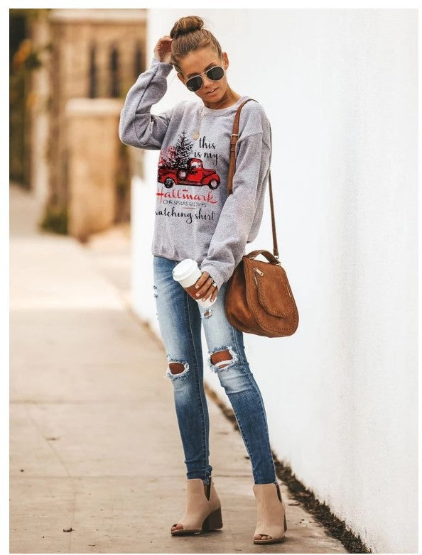 Kvinder sweatshirt med festligt motiv og afslappet snit Stilla