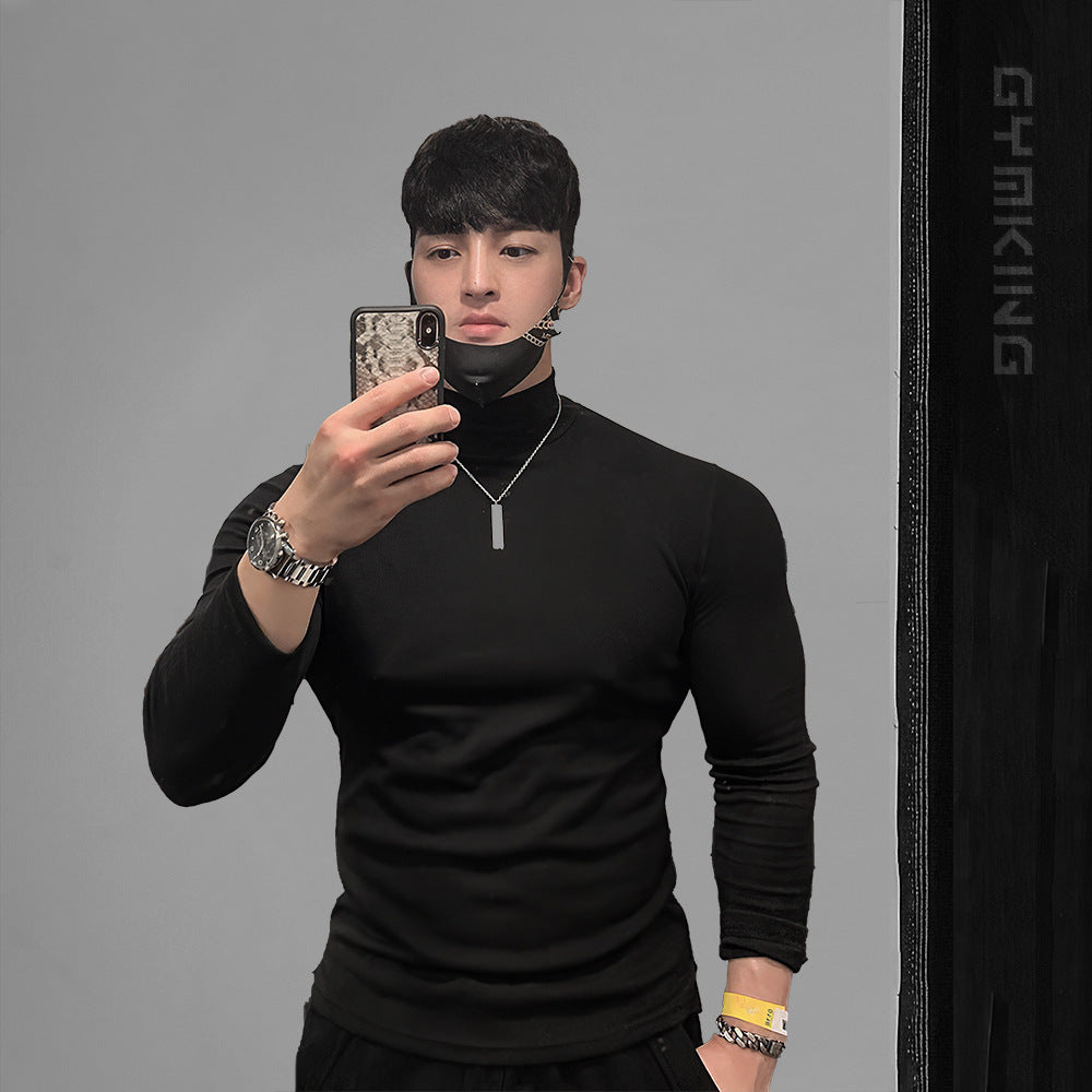 Herrer Langærmet Mockneck T-shirt lavet af åndbare materialer med elastisk snit Stilla