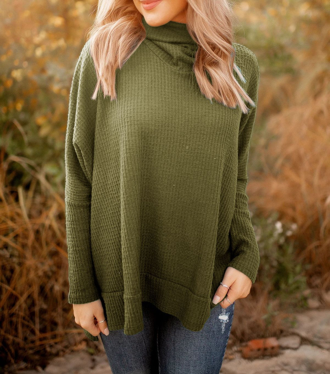 Kvinders casual sweater med høje krave og struktureret stof Stilla