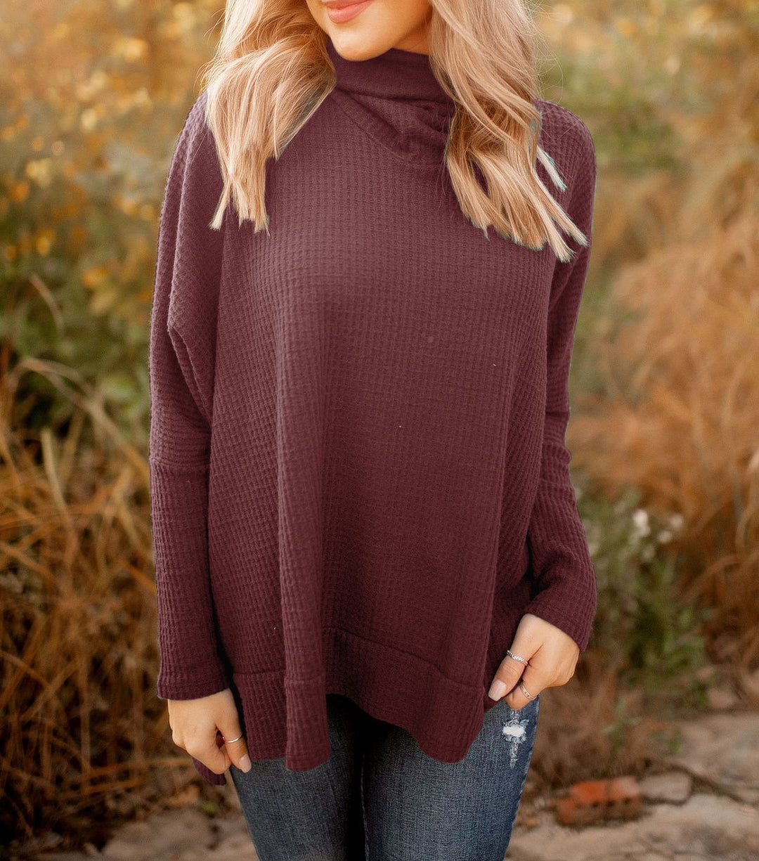 Kvinders casual sweater med høje krave og struktureret stof Stilla