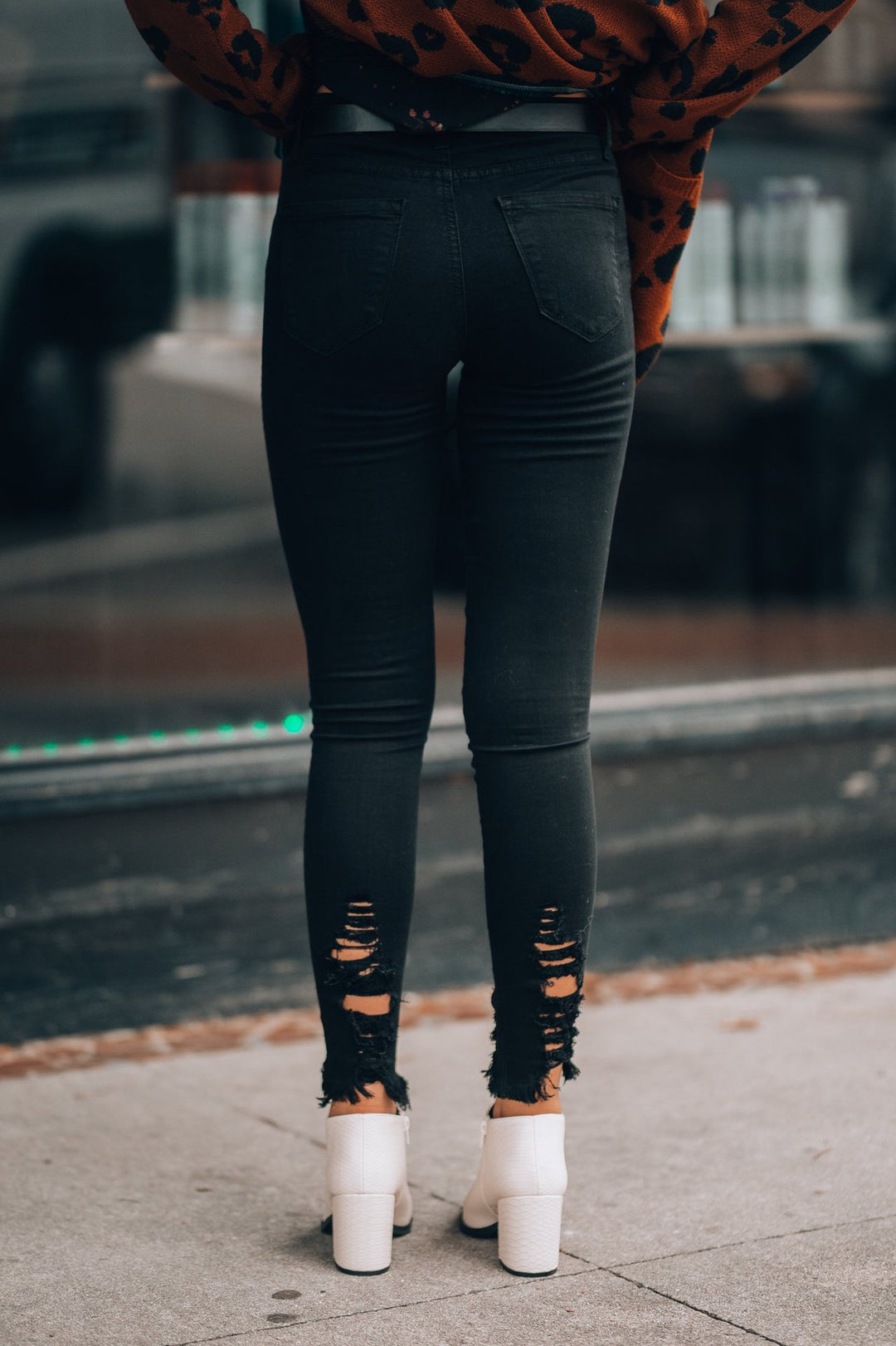 Dame skinny jeans med mode ødelagte detaljer og høj talje Stilla