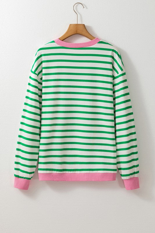 Stilla | Sweatjacke i bomuld med striber og dybe skuldre