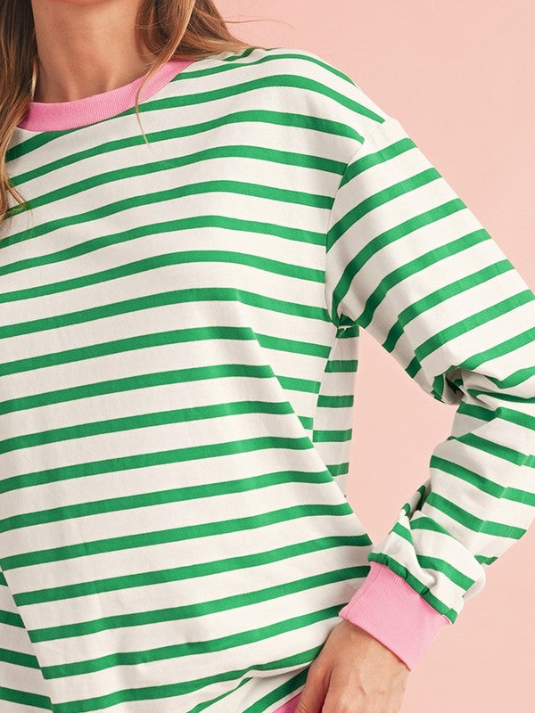 Stilla | Sweatjacke i bomuld med striber og dybe skuldre