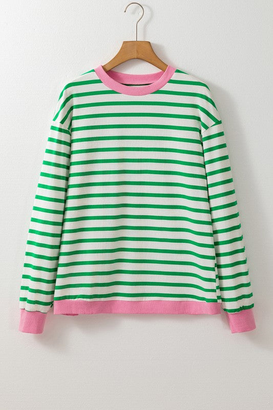 Stilla | Sweatjacke i bomuld med striber og dybe skuldre