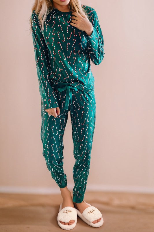 Stilla | Juleoverdel og bukser i sukkerrørtryk