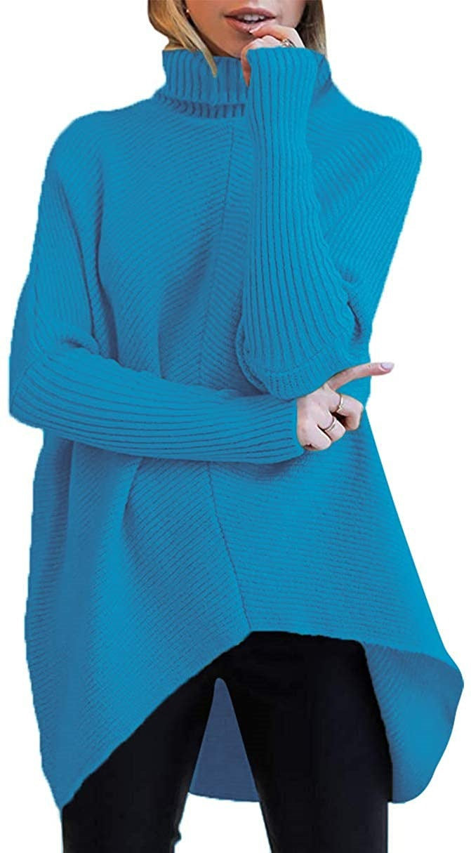 Dame hyggelig rullekrave sweater med struktureret design og asymmetrisk snit Stilla