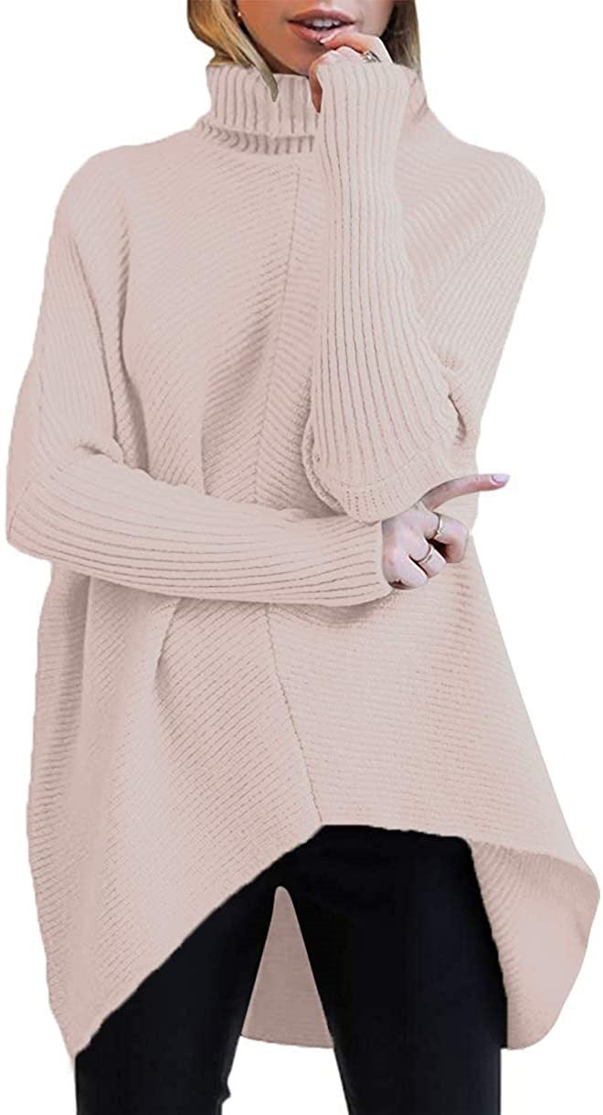 Dame hyggelig rullekrave sweater med struktureret design og asymmetrisk snit Stilla