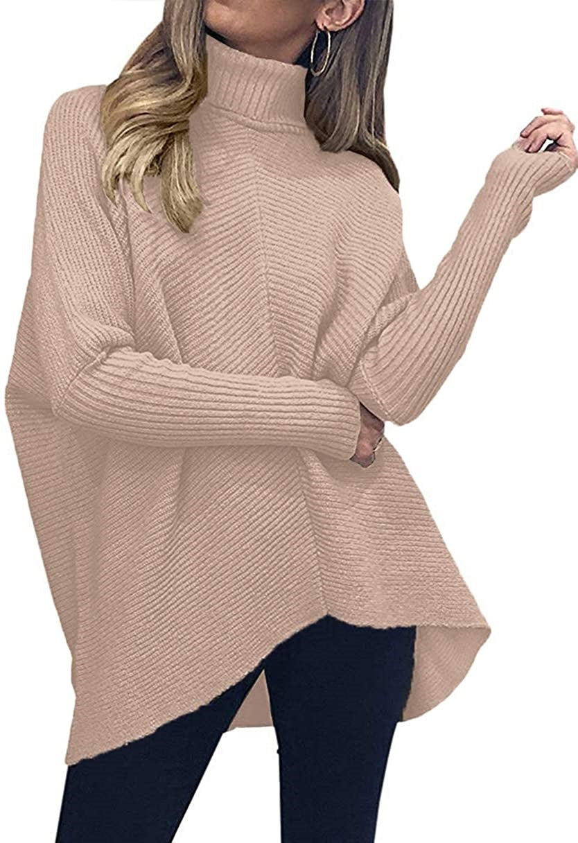 Dame hyggelig rullekrave sweater med struktureret design og asymmetrisk snit Stilla