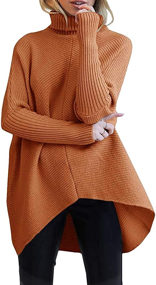 Dame hyggelig rullekrave sweater med struktureret design og asymmetrisk snit Stilla