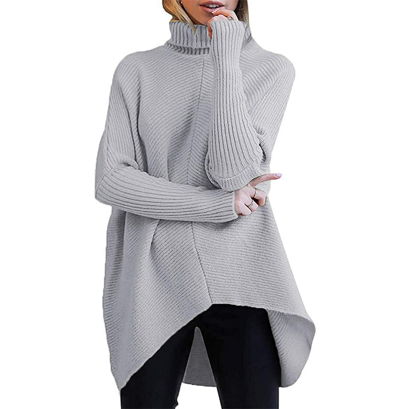 Dame hyggelig rullekrave sweater med struktureret design og asymmetrisk snit Stilla