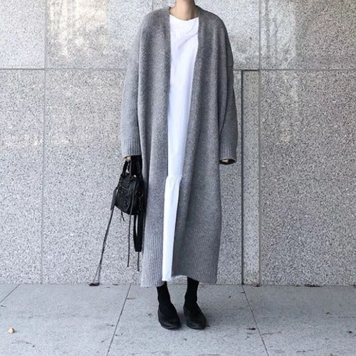Femme Longline Åben-Front Strikcardigan Stilla