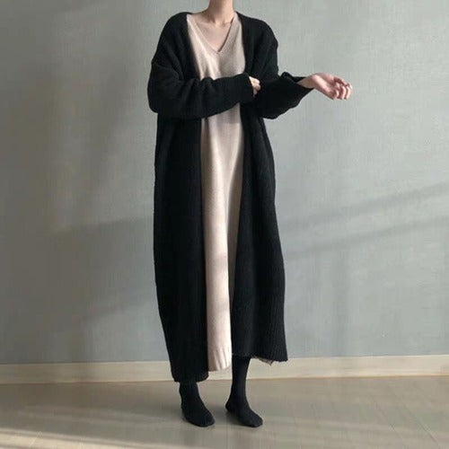 Femme Longline Åben-Front Strikcardigan Stilla