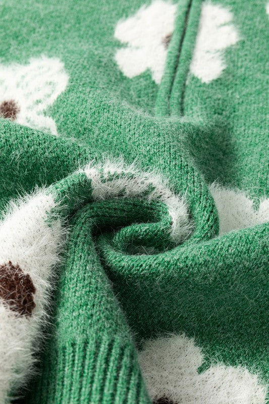 Stilla | Vine Class 60'erne Floral Mønster Pullover Med Halv Zip Krave