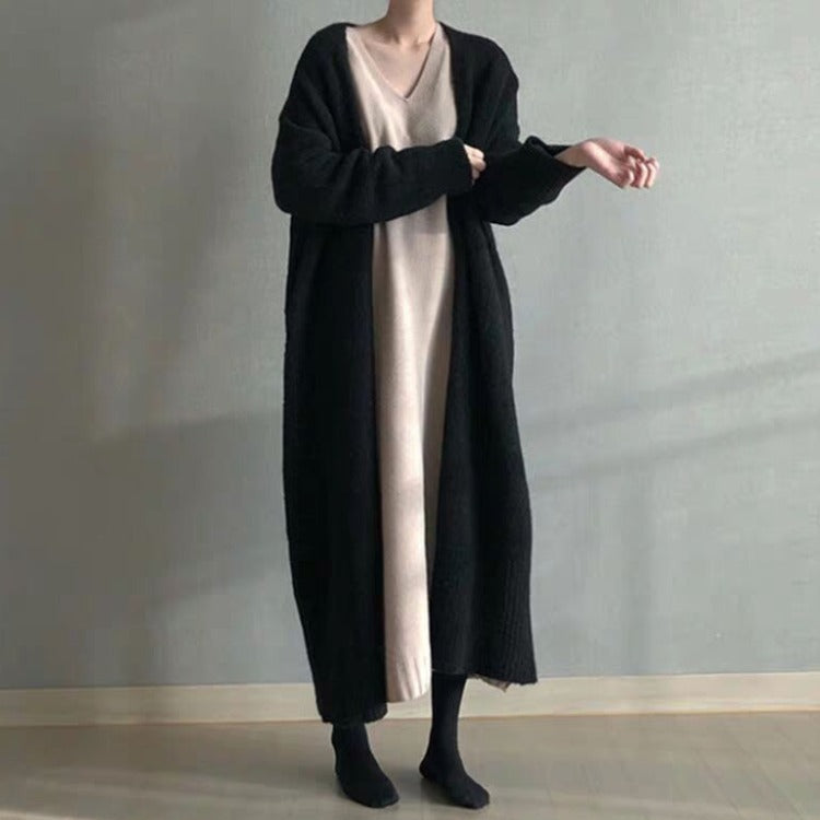Femme Longline Åben-Front Strikcardigan Stilla