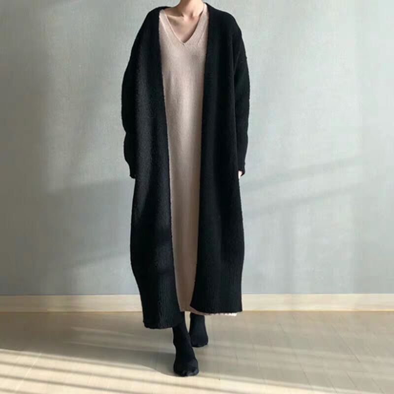 Femme Longline Åben-Front Strikcardigan Stilla