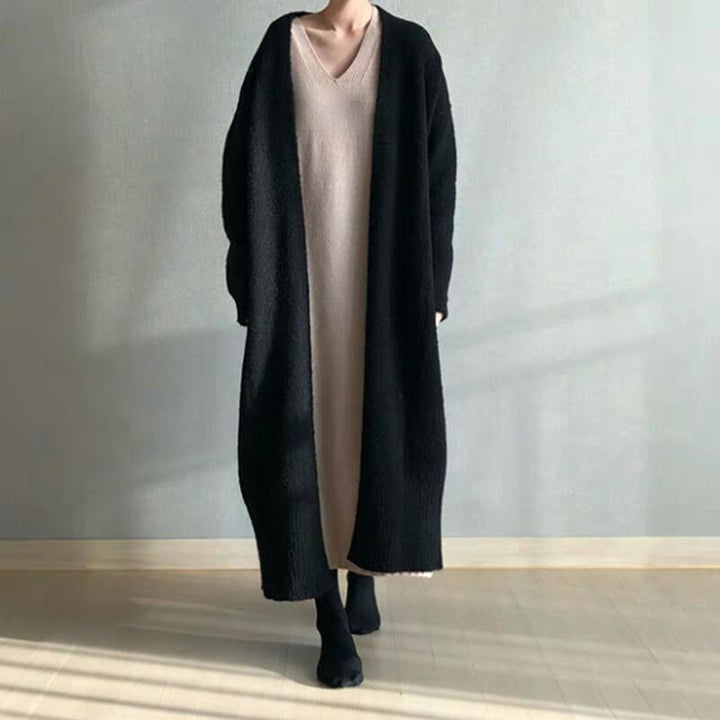 Femme Longline Åben-Front Strikcardigan Stilla