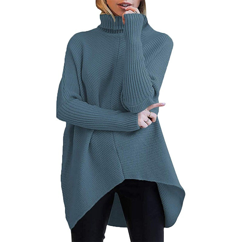 Dame hyggelig rullekrave sweater med struktureret design og asymmetrisk snit Stilla