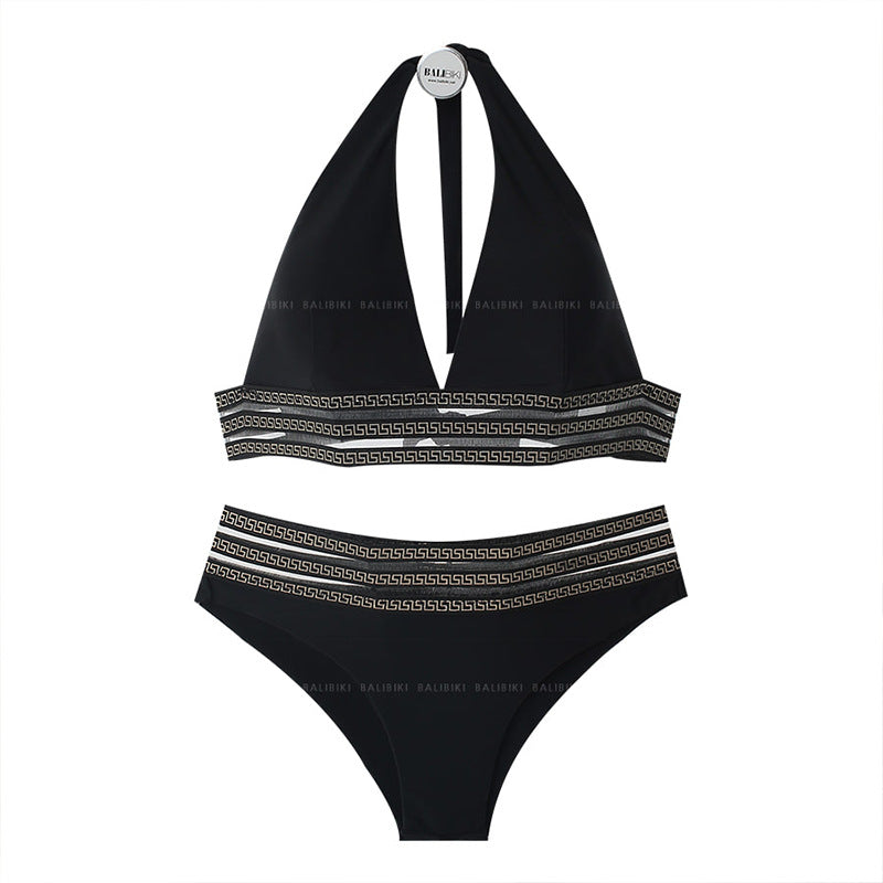 Dame Triangel-Bikini-Sæt med moderigtigt Gummibånd og smart Halterneck Stilla