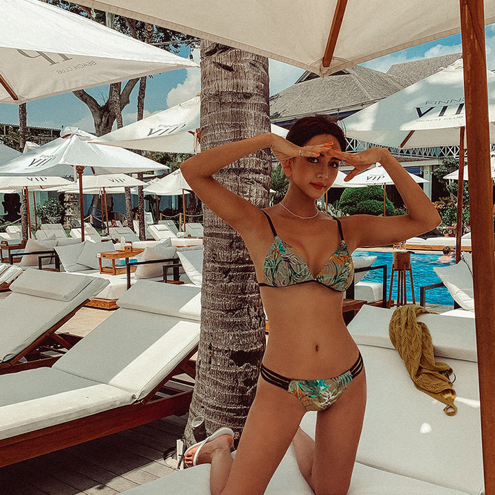 Dame triangel-bikini-sæt med floralt print og raffinerede stropdetaljer Stilla