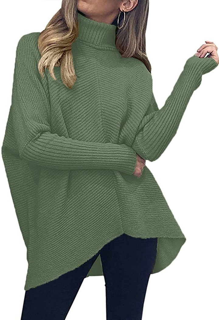 Dame hyggelig rullekrave sweater med struktureret design og asymmetrisk snit Stilla