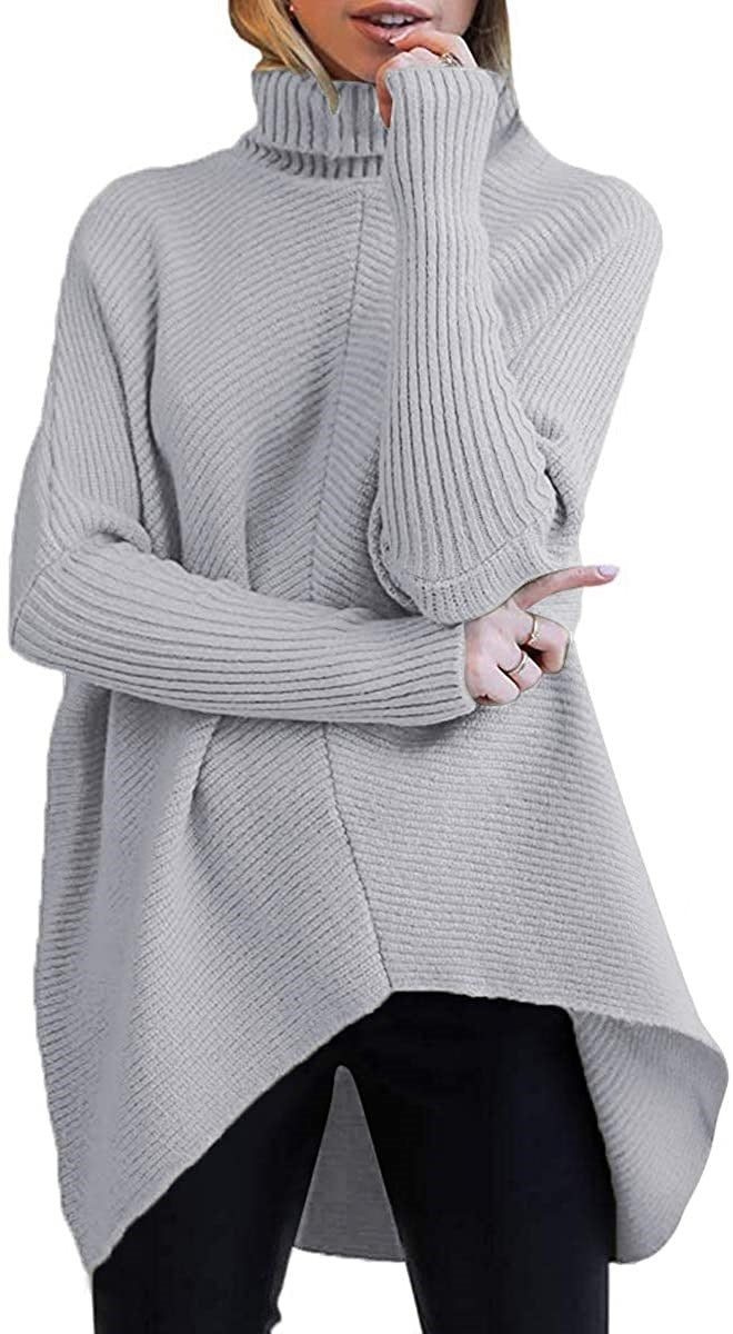 Dame hyggelig rullekrave sweater med struktureret design og asymmetrisk snit Stilla