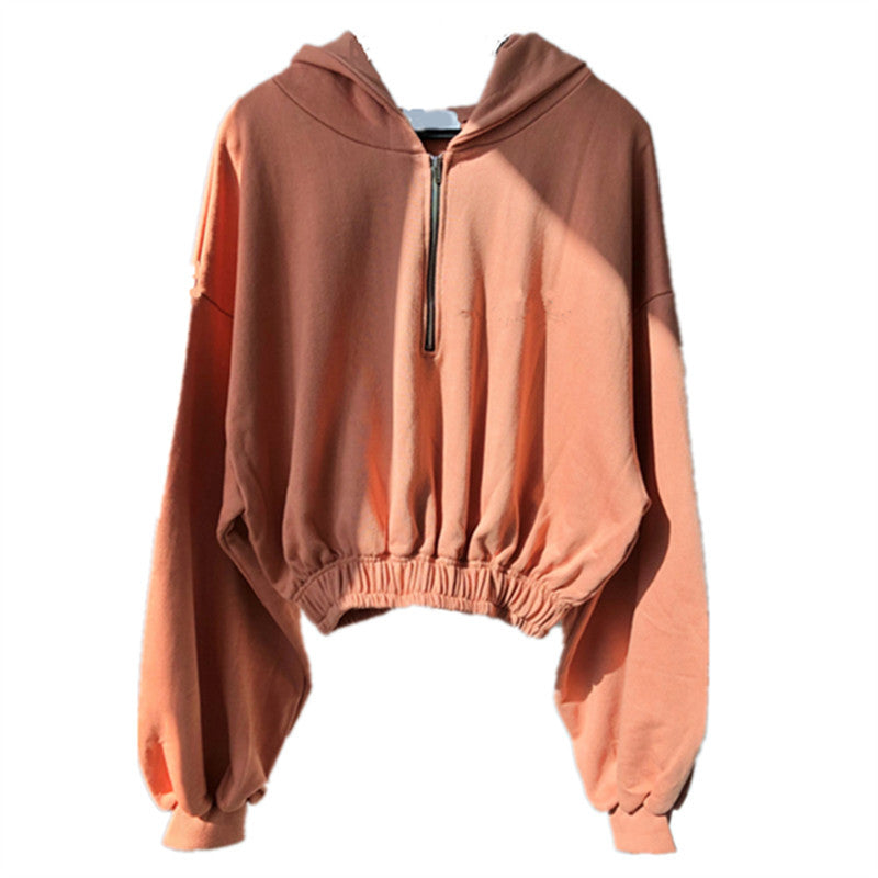 Kvindernes cropped sweatshirtjakke med halv-høj krave Stilla