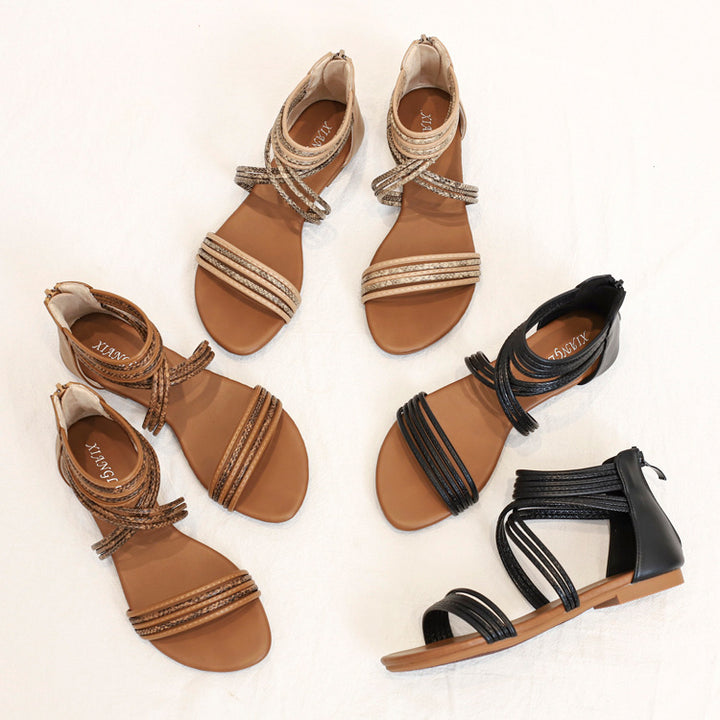 Dame sandaler med raffinerede flettede remme Stilla