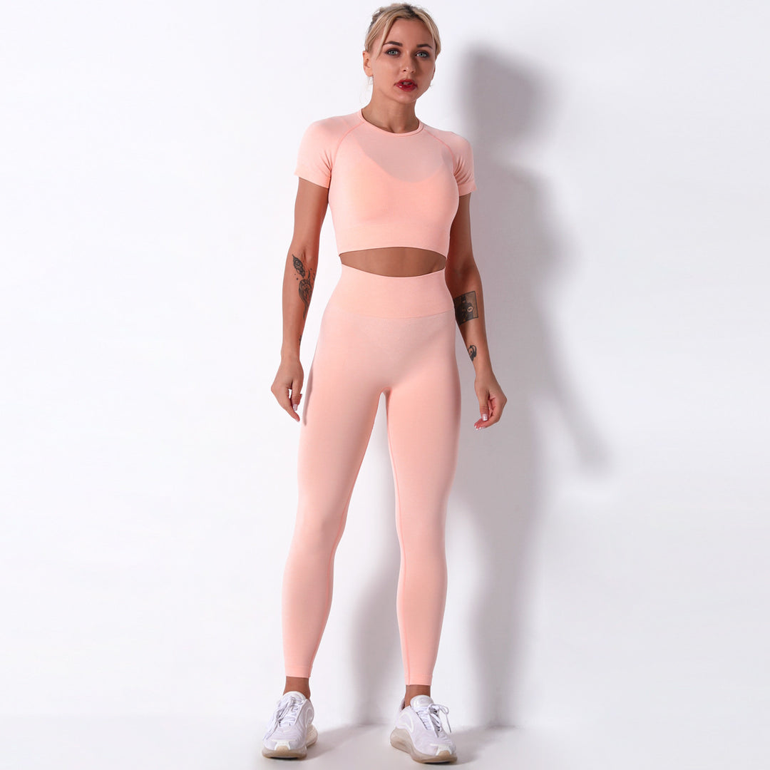 Dame Sporty Crop-Top med højhøjede leggings i kompressionsdesign Stilla