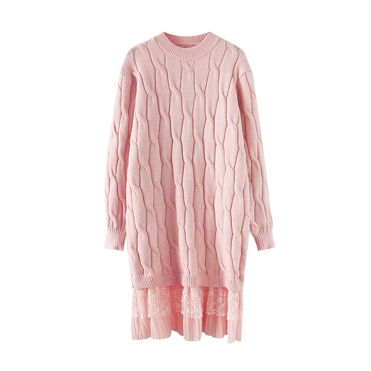 Kvinders strikket kjole med stilfuld chiffon underkjole Stilla