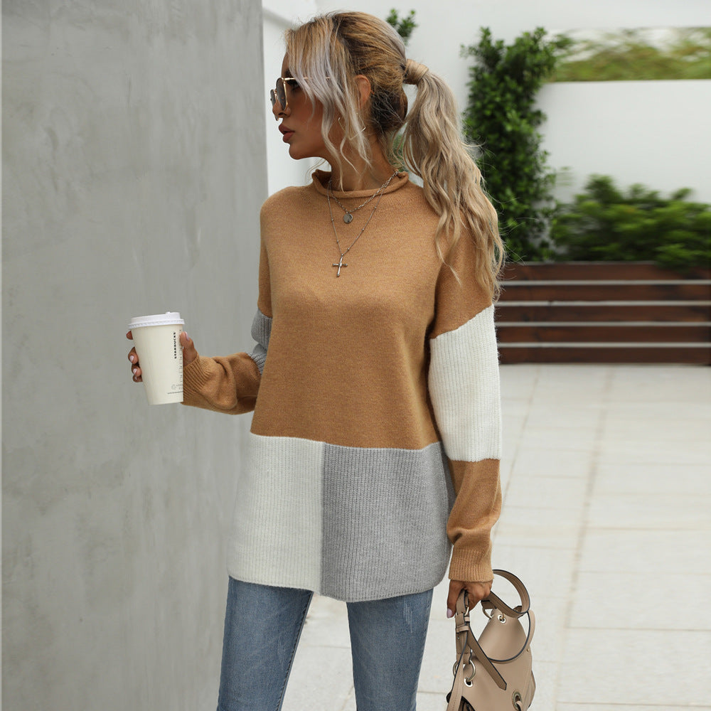 Damer casual sweater med fashionable farveblok elementer Stilla