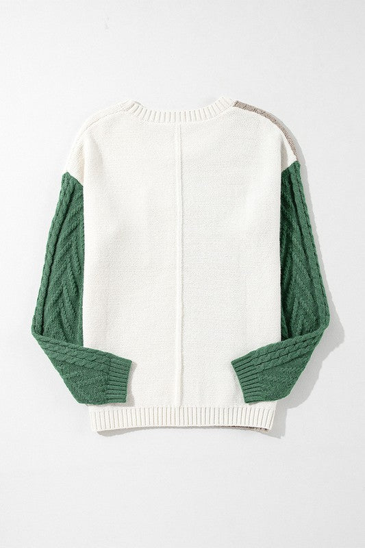 Stilla | Pullover Dame Farveblok Med Påsyede Lommer på Skulderen