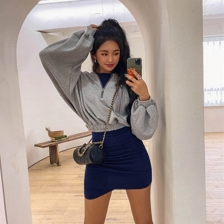 Kvinder cropped sweatshirt med lynlås Stilla