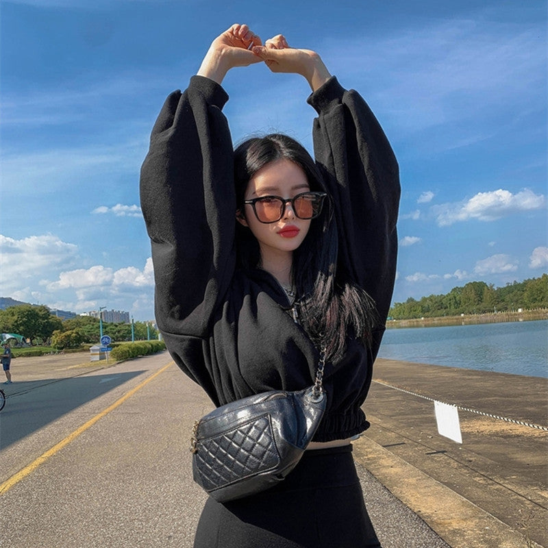 Kvinder cropped sweatshirt med lynlås Stilla