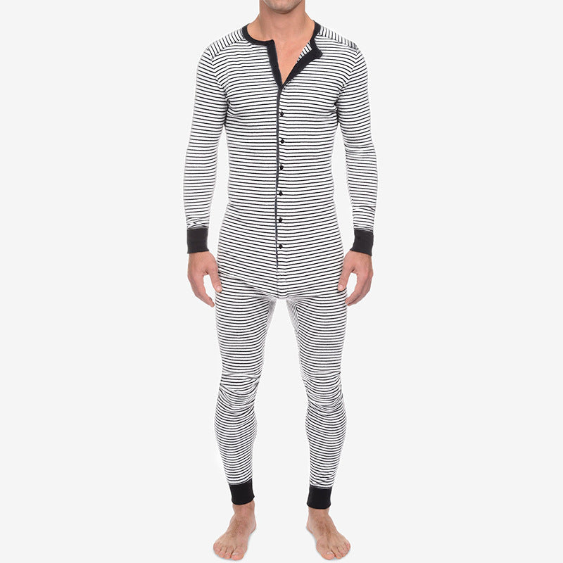 Herrer pyjamas med moderne stribemønster og praktisk knaplukning Stilla