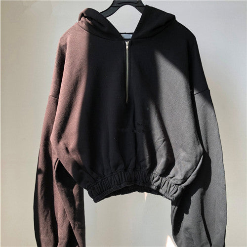 Kvindernes cropped sweatshirtjakke med halv-høj krave Stilla