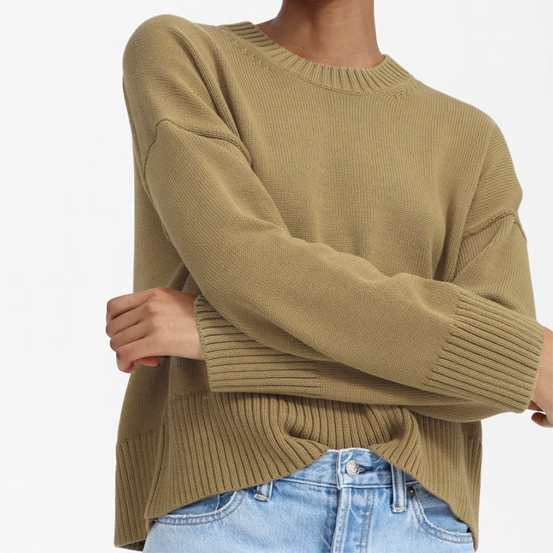 Dame afslappet oversized striktrøje med struktureret design Stilla