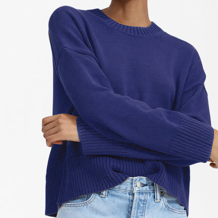 Dame afslappet oversized striktrøje med struktureret design Stilla