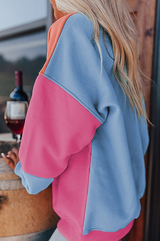 Stilla | Sweatjakke Dråbe Patchwork Farveblok Til Kvinder