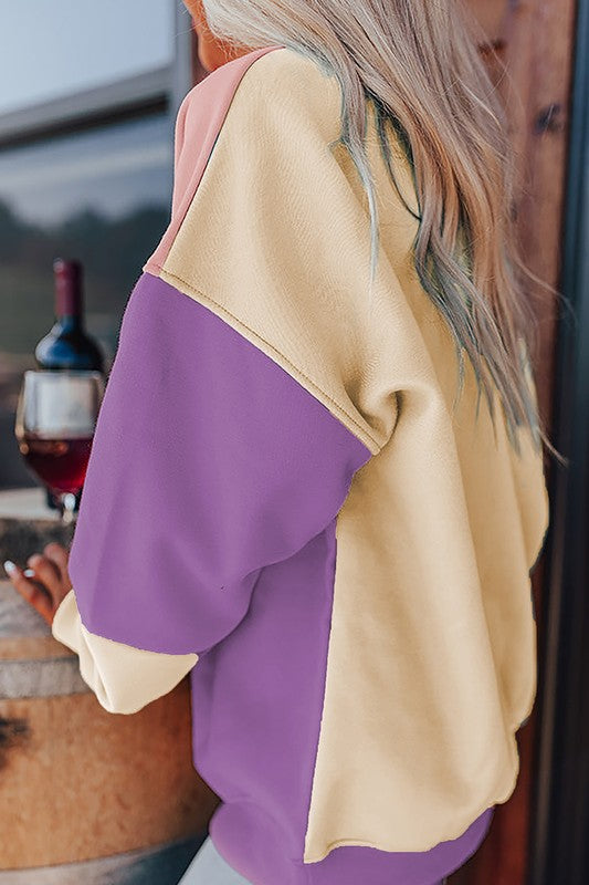 Stilla | Sweatjakke Dråbe Patchwork Farveblok Til Kvinder