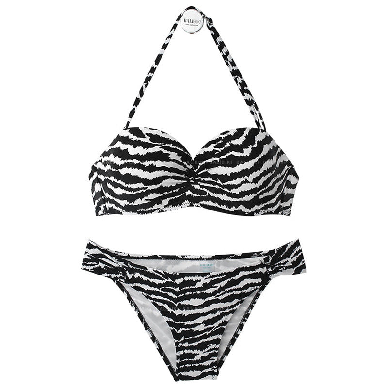 Femme Zebra Print Bikini Sæt Stilla