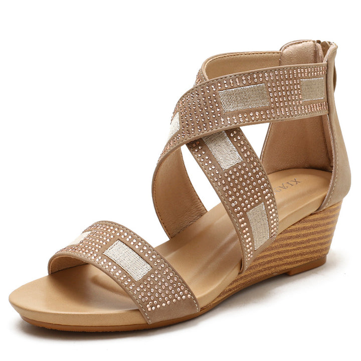 Dame kile sandaler med elastiske remme og strass dekorationer Stilla