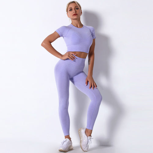 Dame Sporty Crop-Top med højhøjede leggings i kompressionsdesign Stilla