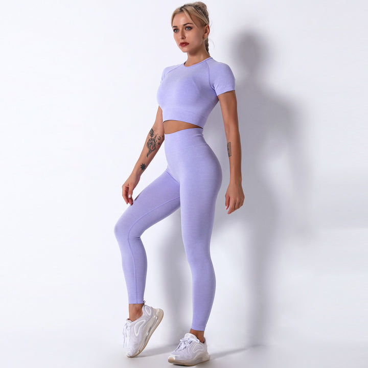 Dame Sporty Crop-Top med højhøjede leggings i kompressionsdesign Stilla